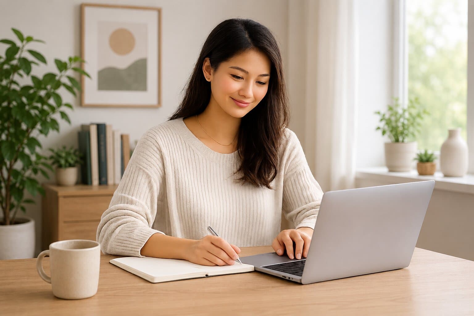 Editor reviewing health products on a laptop